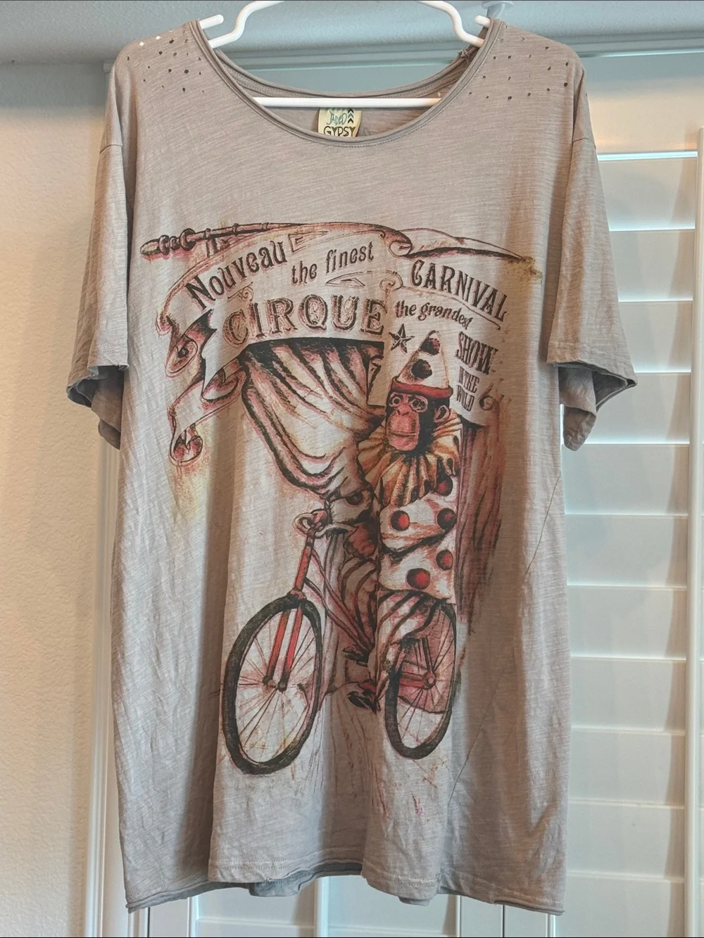 Jaded Gypsy Carnival Moon Dance Tee Distressed Oversized Graphic Shirt L/XL - Picture 1 of 6